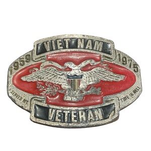 Vintage Vietnam Veteran 1959-1978 Belt Buckle Heavy Metal w Enamel Paint J